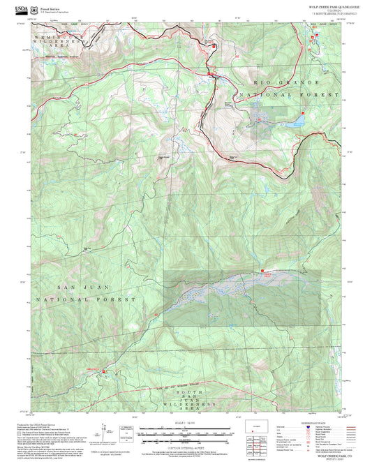 2025 Forest Service Topo Map of Wolf Creek Pass Colorado