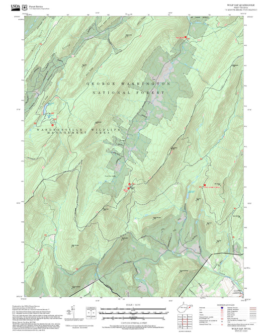 2025 Forest Service Topo Map of Wolf Gap West Virginia