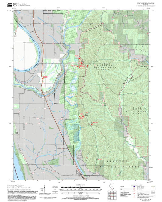 2025 Forest Service Topo Map of Wolf Lake Illinois