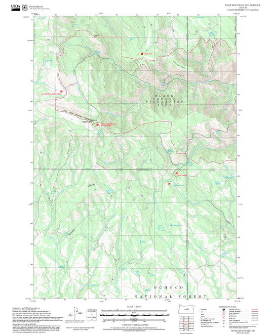 2025 Forest Service Topo Map of Wolf Mountain Oregon