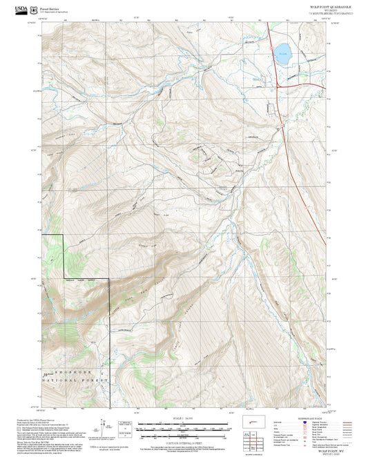 2025 Forest Service Topo Map of Wolf Point Wyoming