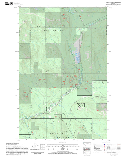 2025 Forest Service Topo Map of Wolf Prairie Montana