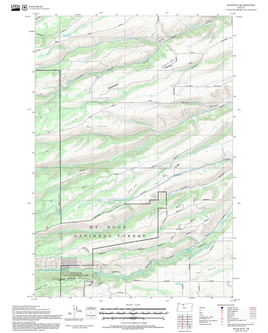 2025 Forest Service Topo Map of Wolf Run Oregon