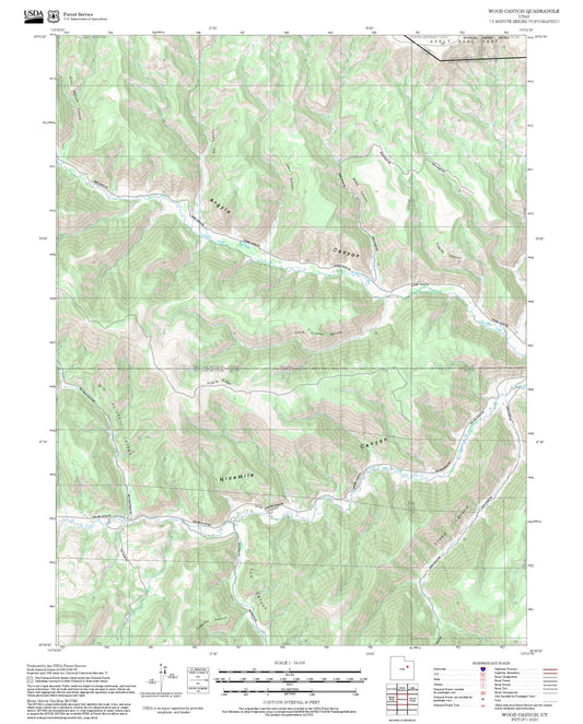 2025 Forest Service Topo Map of Wood Canyon Utah