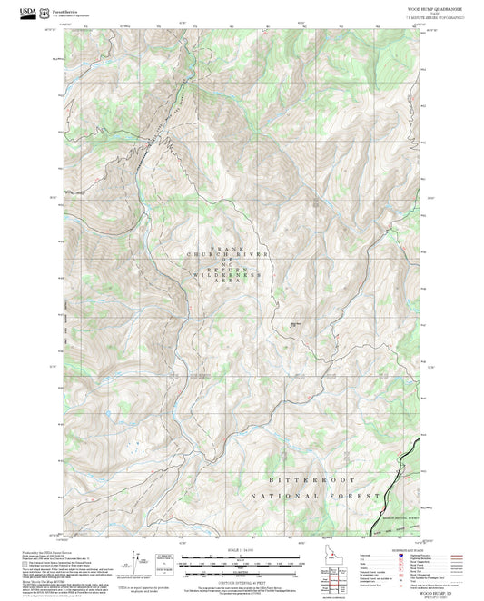 2025 Forest Service Topo Map of Wood Hump Idaho