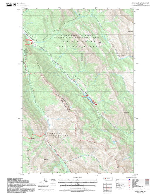 2025 Forest Service Topo Map of Wood Lake Montana