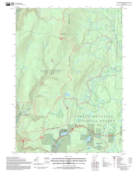 2025 Forest Service Topo Map of Woodford Vermont