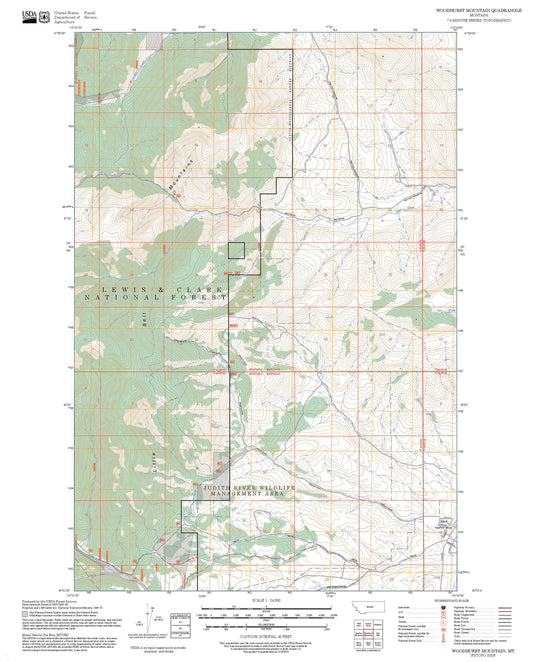 2025 Forest Service Topo Map of Woodhurst Mountain Montana