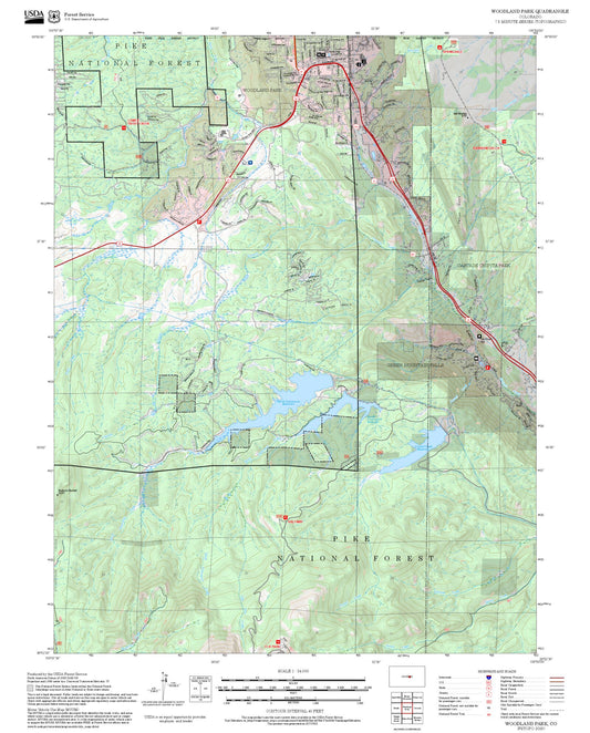 2025 Forest Service Topo Map of Woodland Park Colorado
