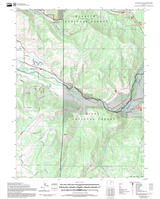 2025 Forest Service Topo Map of Woodland Utah