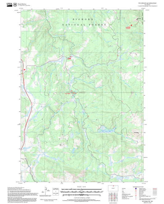 2025 Forest Service Topo Map of Woodrock Wyoming