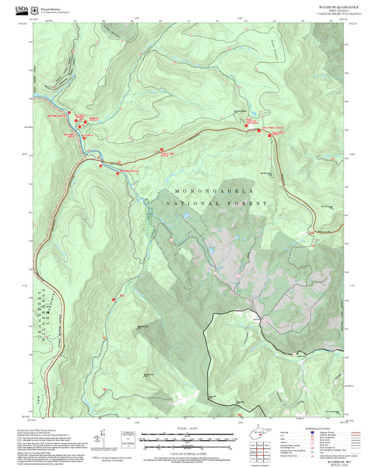 2025 Forest Service Topo Map of Woodrow West Virginia