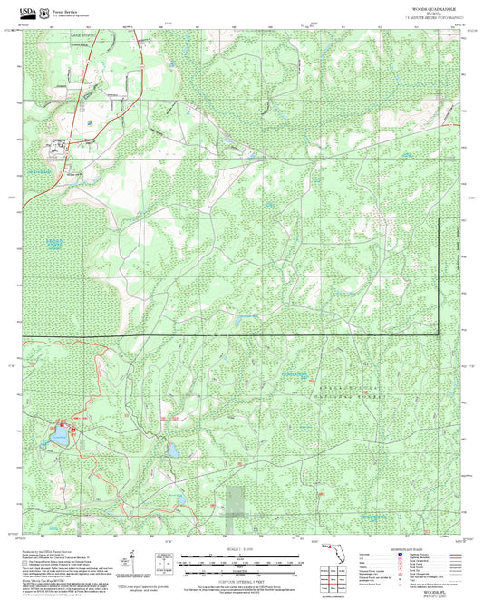 2025 Forest Service Topo Map of Woods Florida