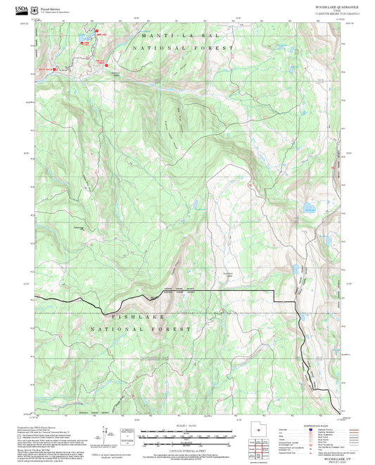 2025 Forest Service Topo Map of Woods Lake Utah