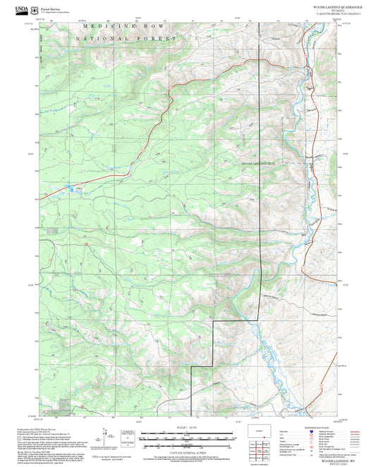 2025 Forest Service Topo Map of Woods Landing Wyoming
