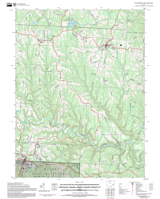 2025 Forest Service Topo Map of Woodsfield Ohio
