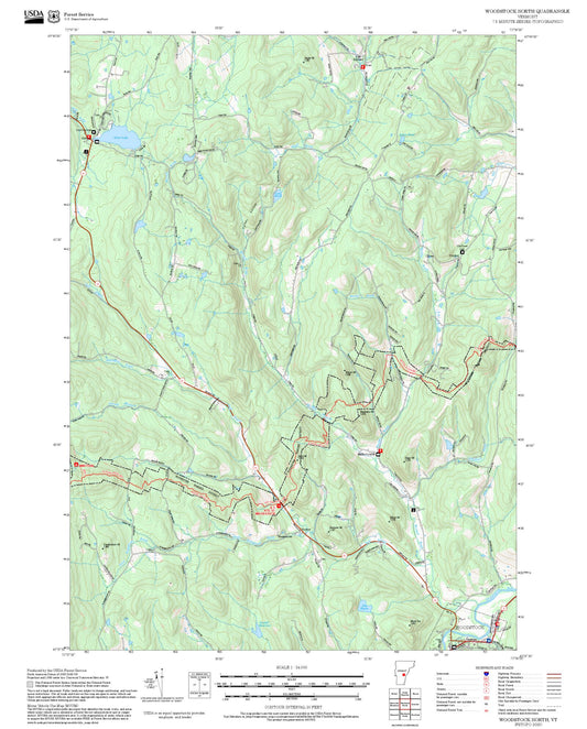 2025 Forest Service Topo Map of Woodstock North Vermont