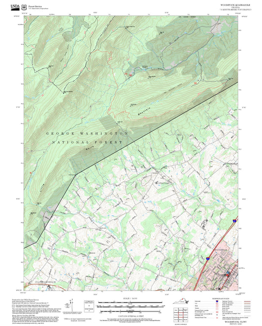 2025 Forest Service Topo Map of Woodstock Virginia