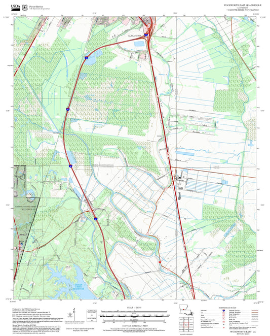 2025 Forest Service Topo Map of Woodworth East Louisiana