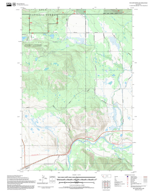2025 Forest Service Topo Map of Woodworth Montana