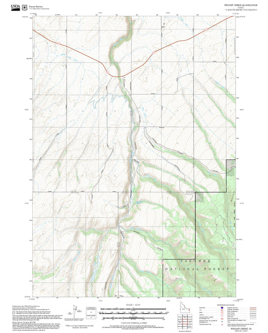 2025 Forest Service Topo Map of Wright Creek Idaho