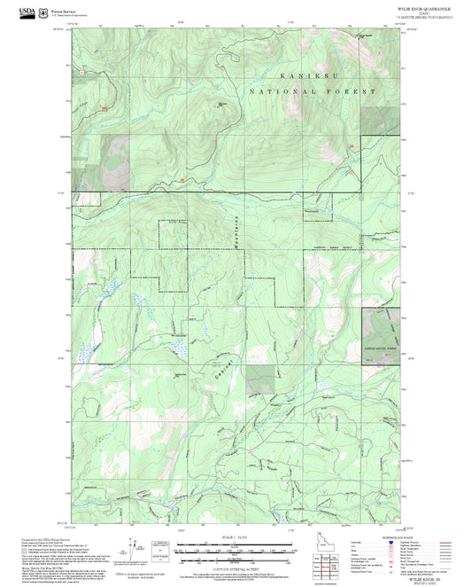 2025 Forest Service Topo Map of Wylie Knob Idaho