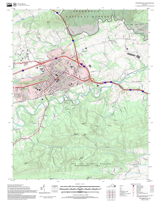 2025 Forest Service Topo Map of Wytheville Virginia