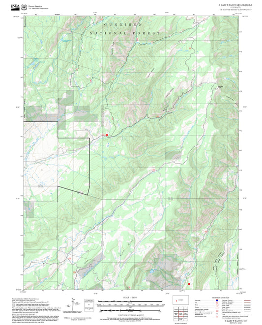 2025 Forest Service Topo Map of X Lazy F Ranch Colorado
