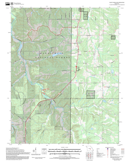 2025 Forest Service Topo Map of Yancy Mills Missouri