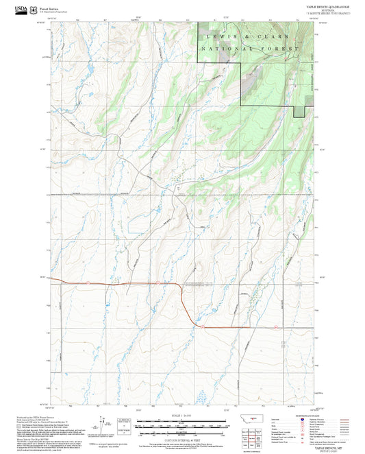 2025 Forest Service Topo Map of Yaple Bench Montana