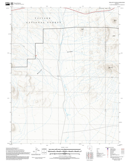 2025 Forest Service Topo Map of Yellow Cone Nevada