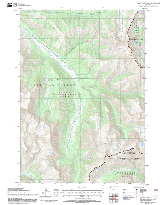 2025 Forest Service Topo Map of Yellow Mountain Wyoming