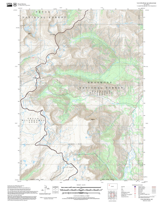 2025 Forest Service Topo Map of Younts Peak Wyoming