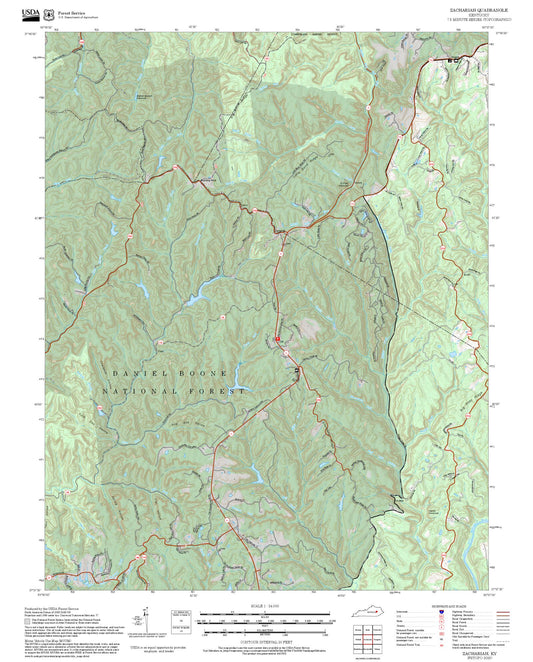 2025 Forest Service Topo Map of Zachariah Kentucky