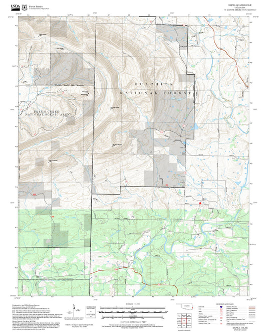 2025 Forest Service Topo Map of Zafra Oklahoma