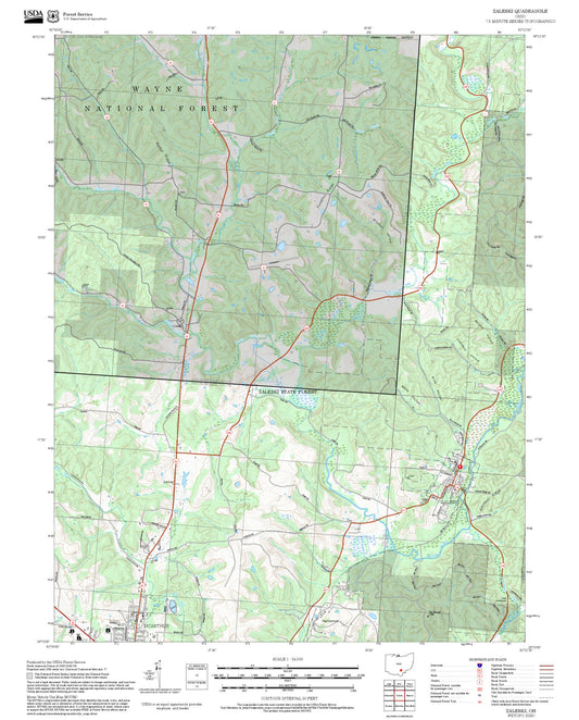 2025 Forest Service Topo Map of Zaleski Ohio