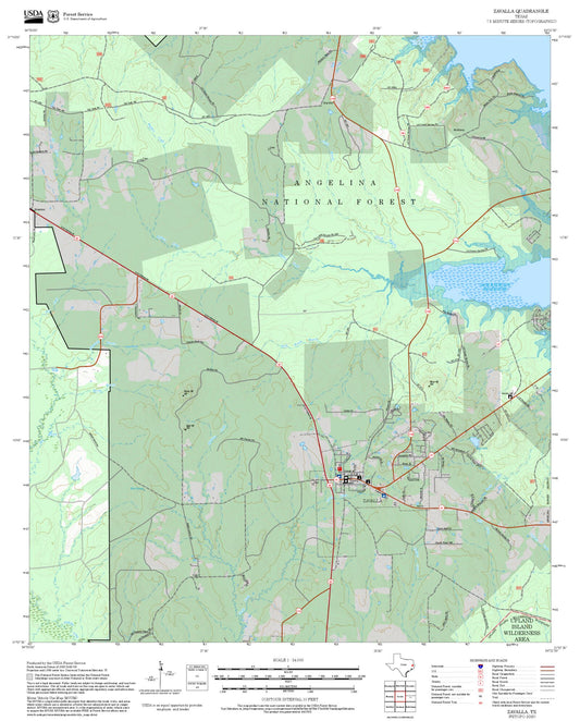 2025 Forest Service Topo Map of Zavalla Texas
