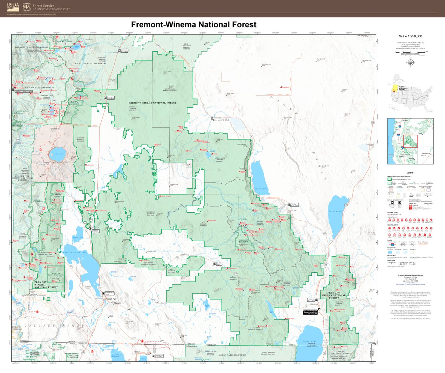 Fremont-Winema National Forest Map