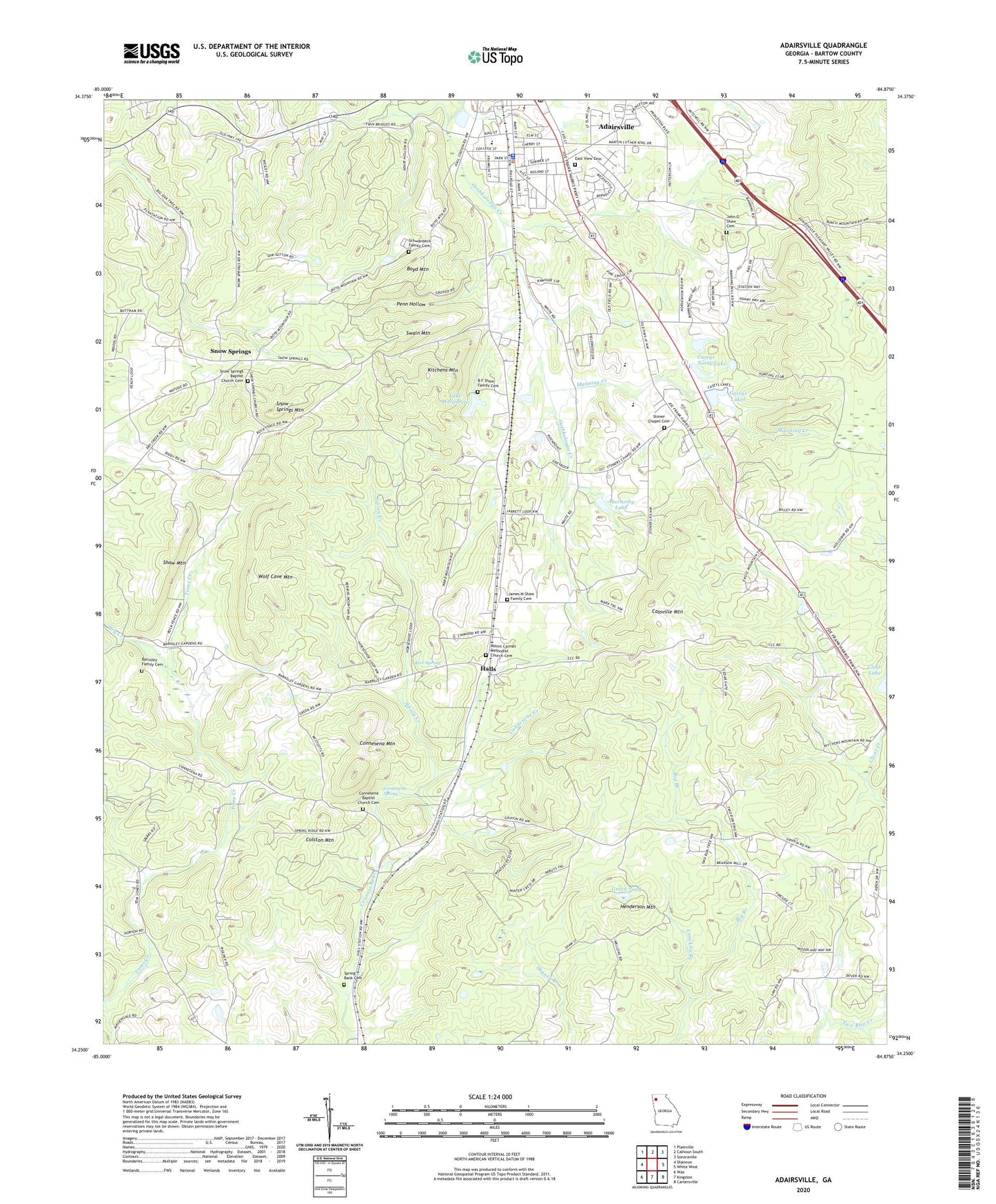 Adairsville Georgia US Topo Map Image
