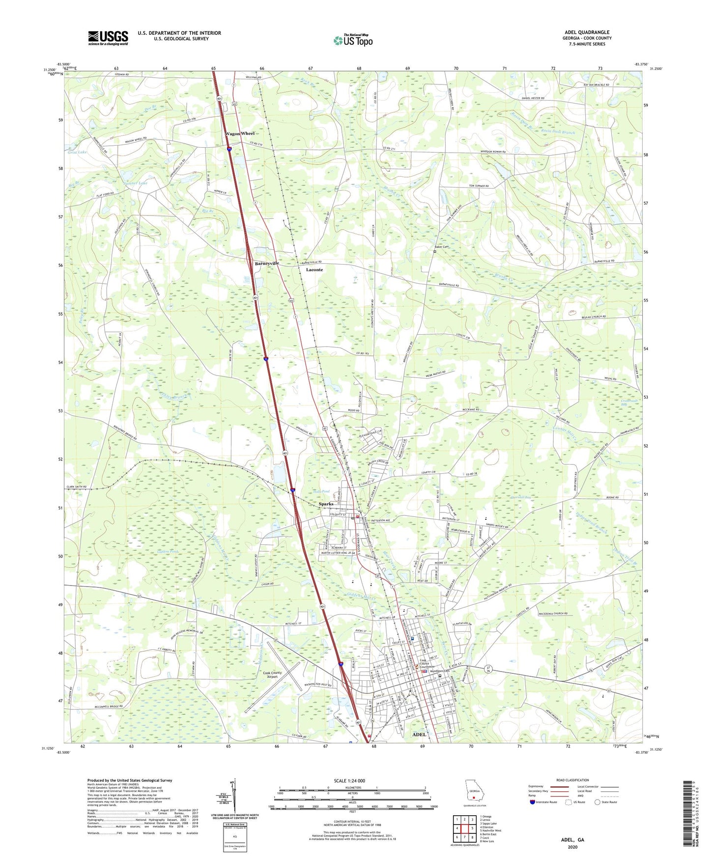 Adel Georgia US Topo Map Image