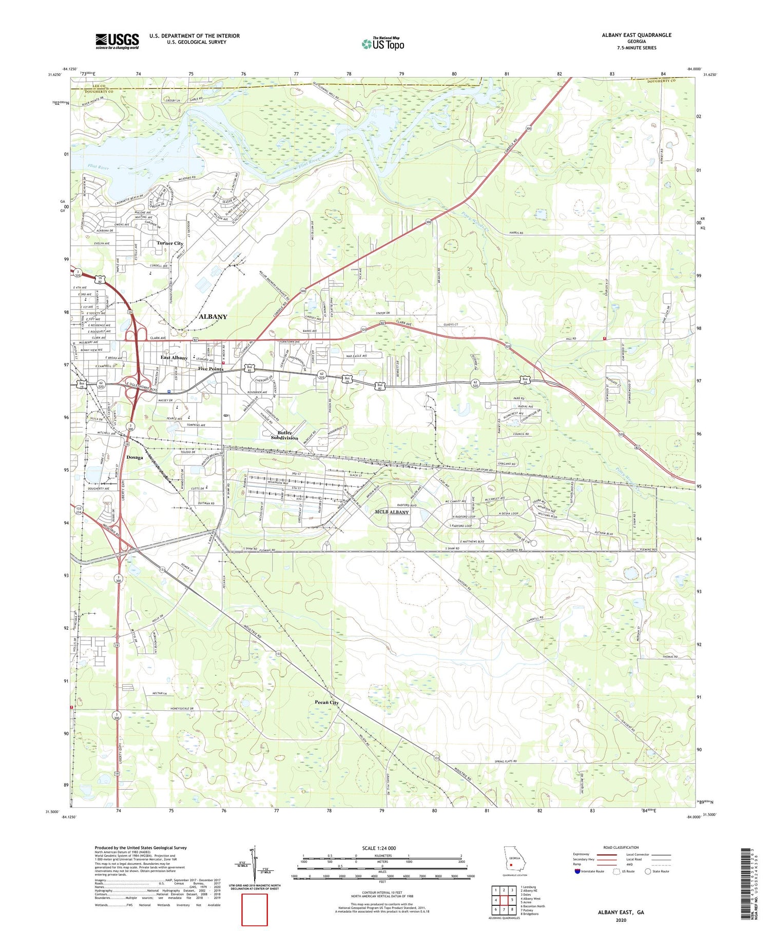 Albany East Georgia US Topo Map Image
