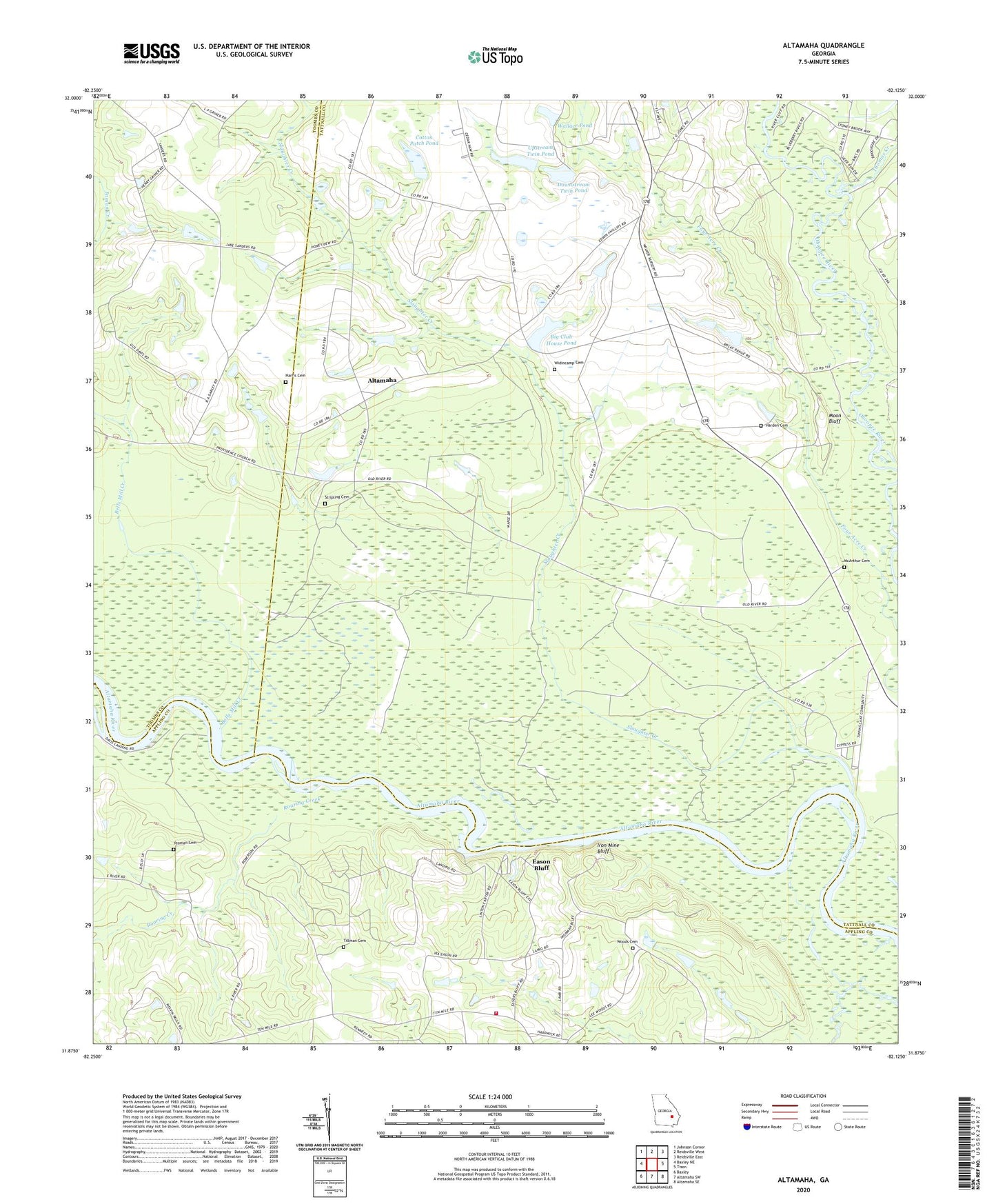 Altamaha Georgia US Topo Map Image