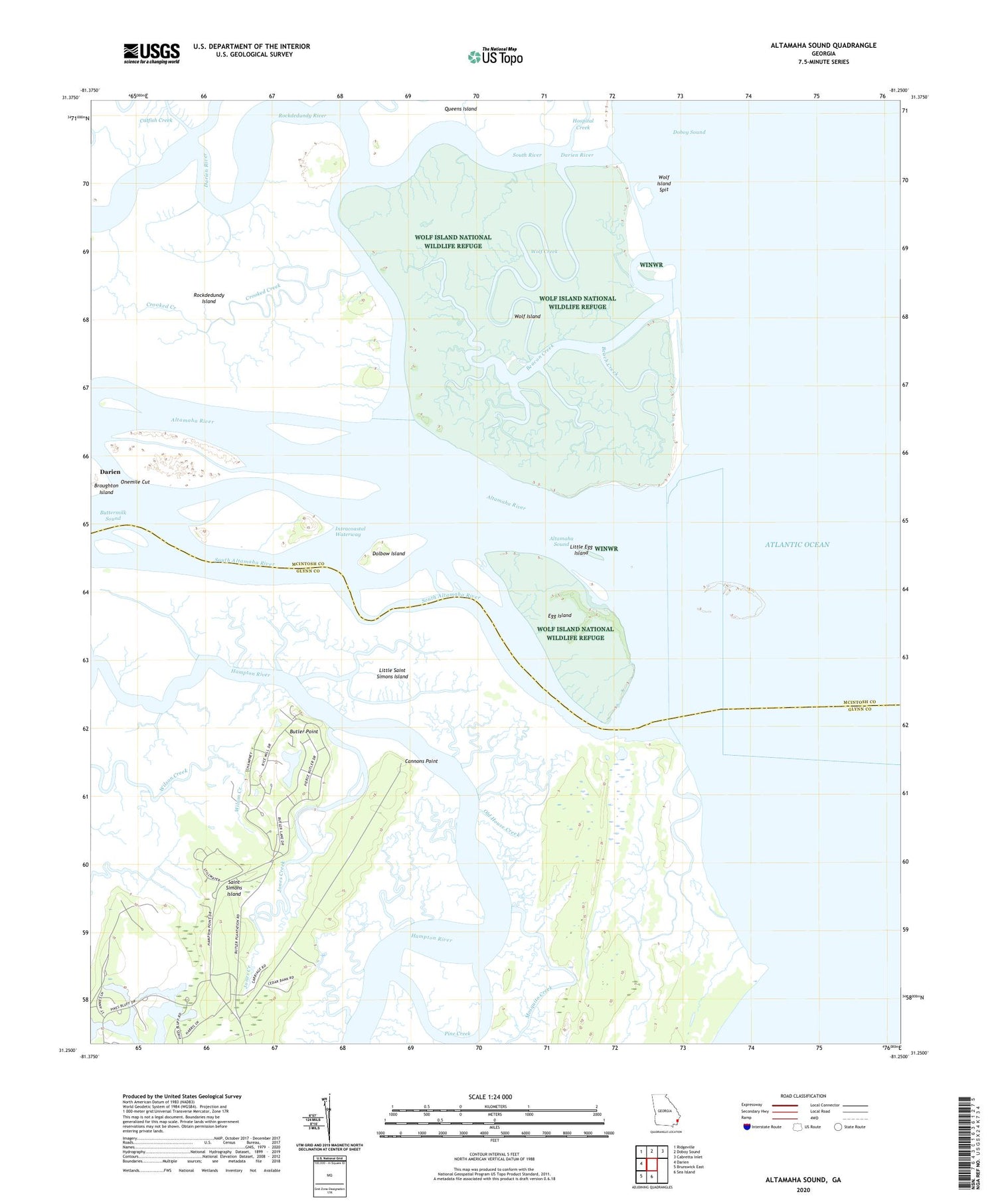Altamaha Sound Georgia US Topo Map Image