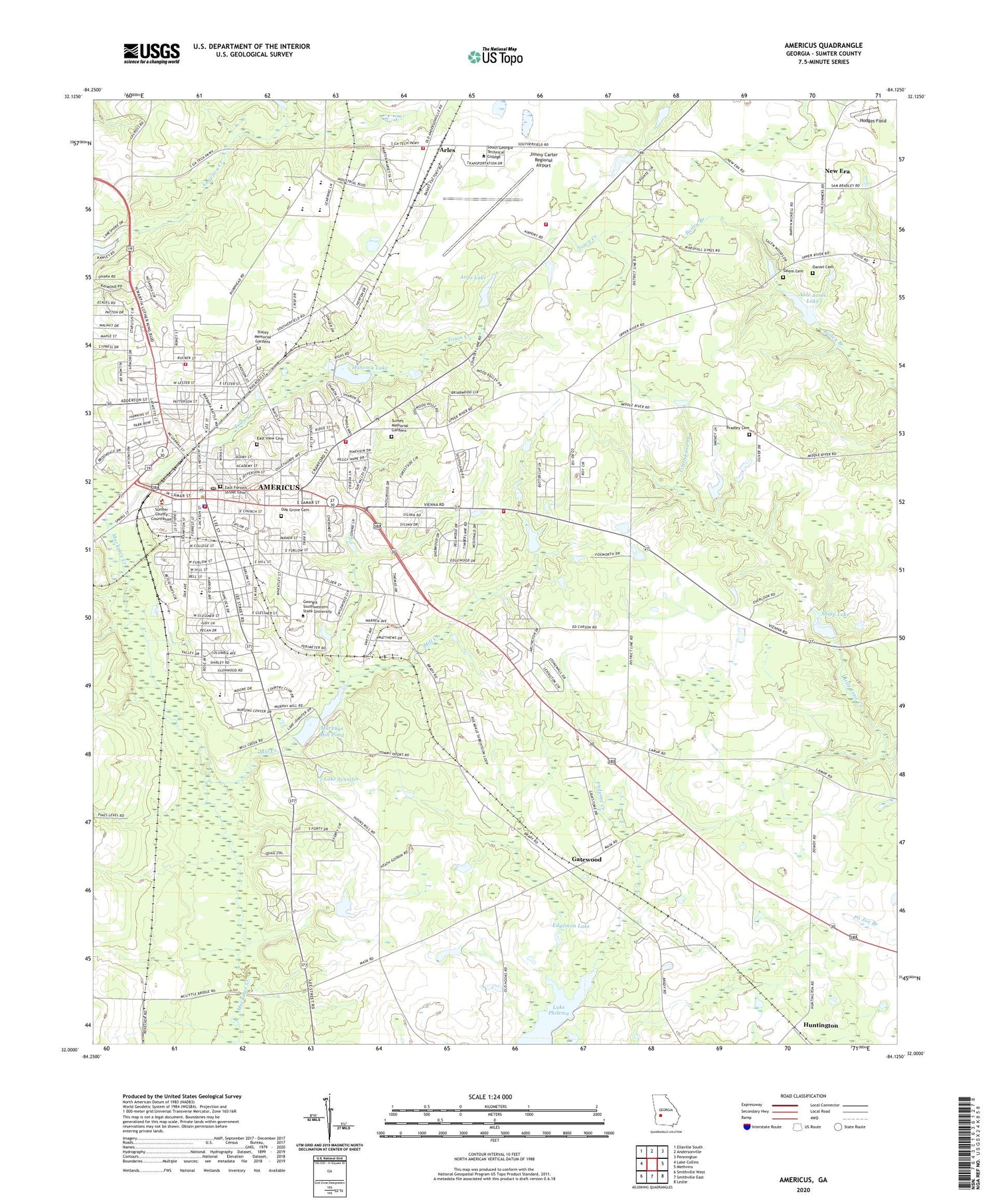 Americus Georgia US Topo Map Image