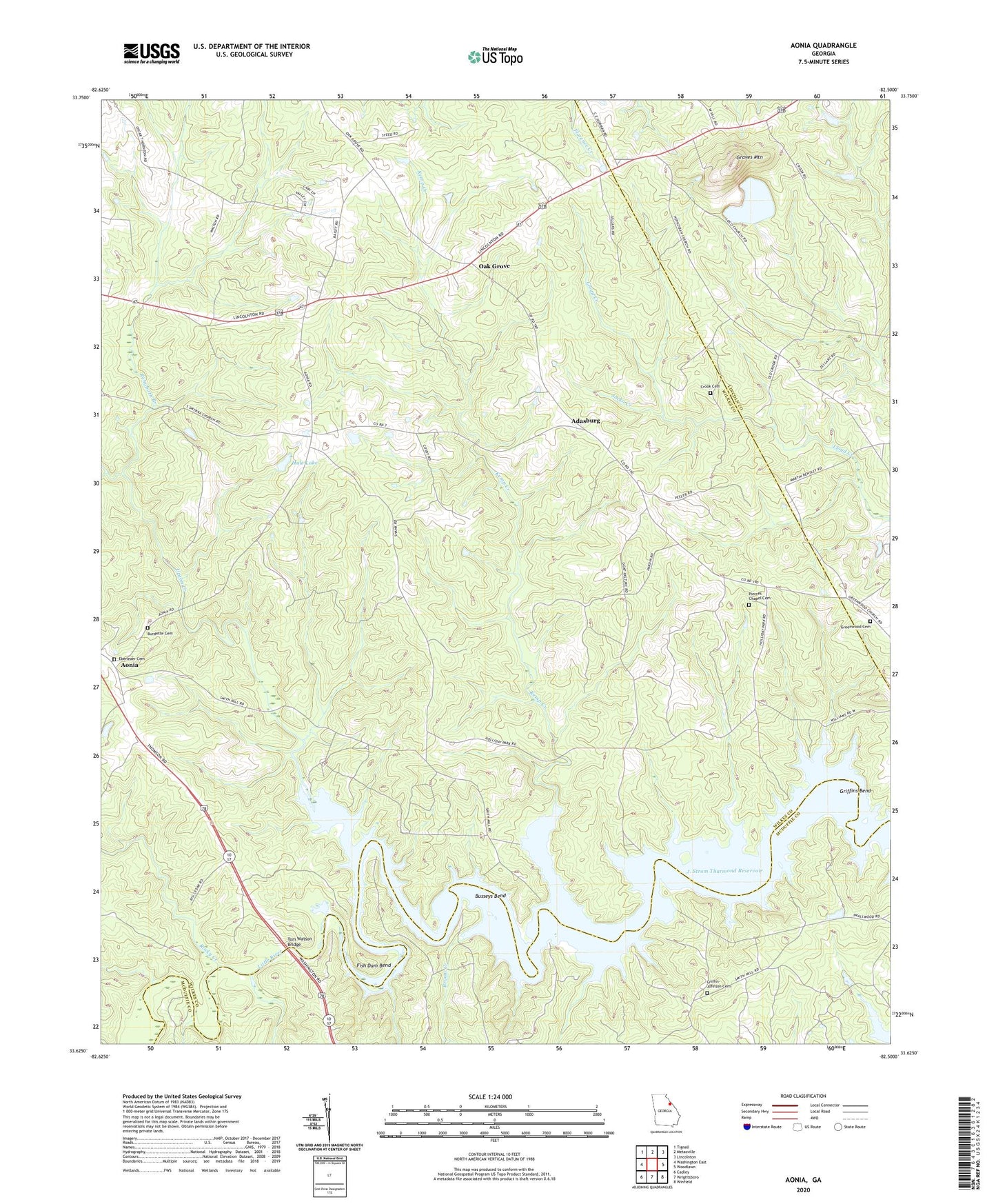 Aonia Georgia US Topo Map Image