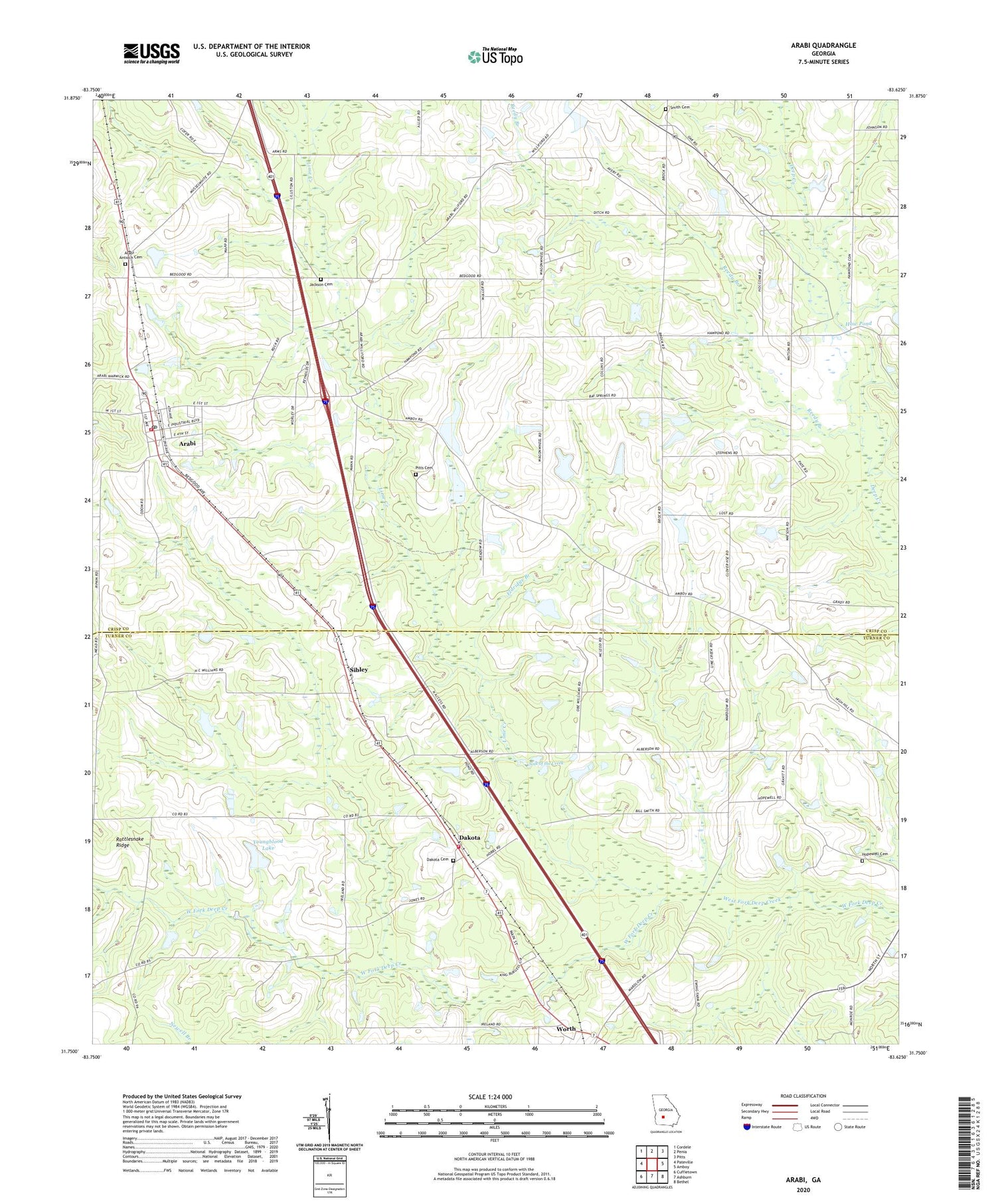 Arabi Georgia US Topo Map Image