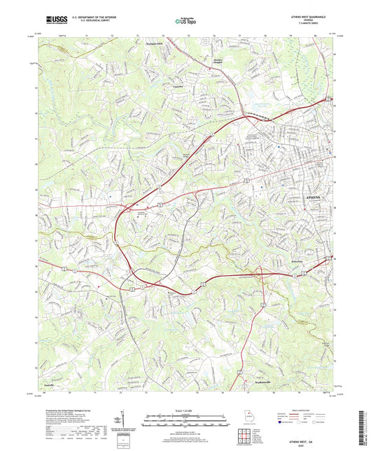 Athens West Georgia US Topo Map Image