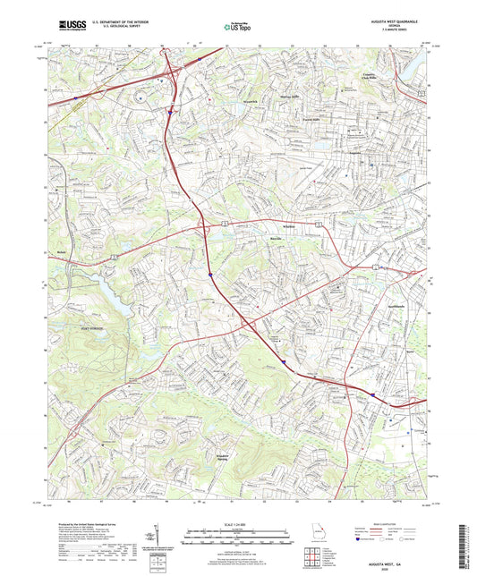 Augusta West Georgia US Topo Map Image