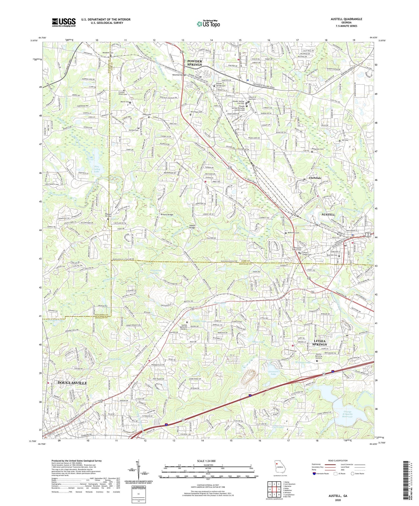 Austell Georgia US Topo Map Image