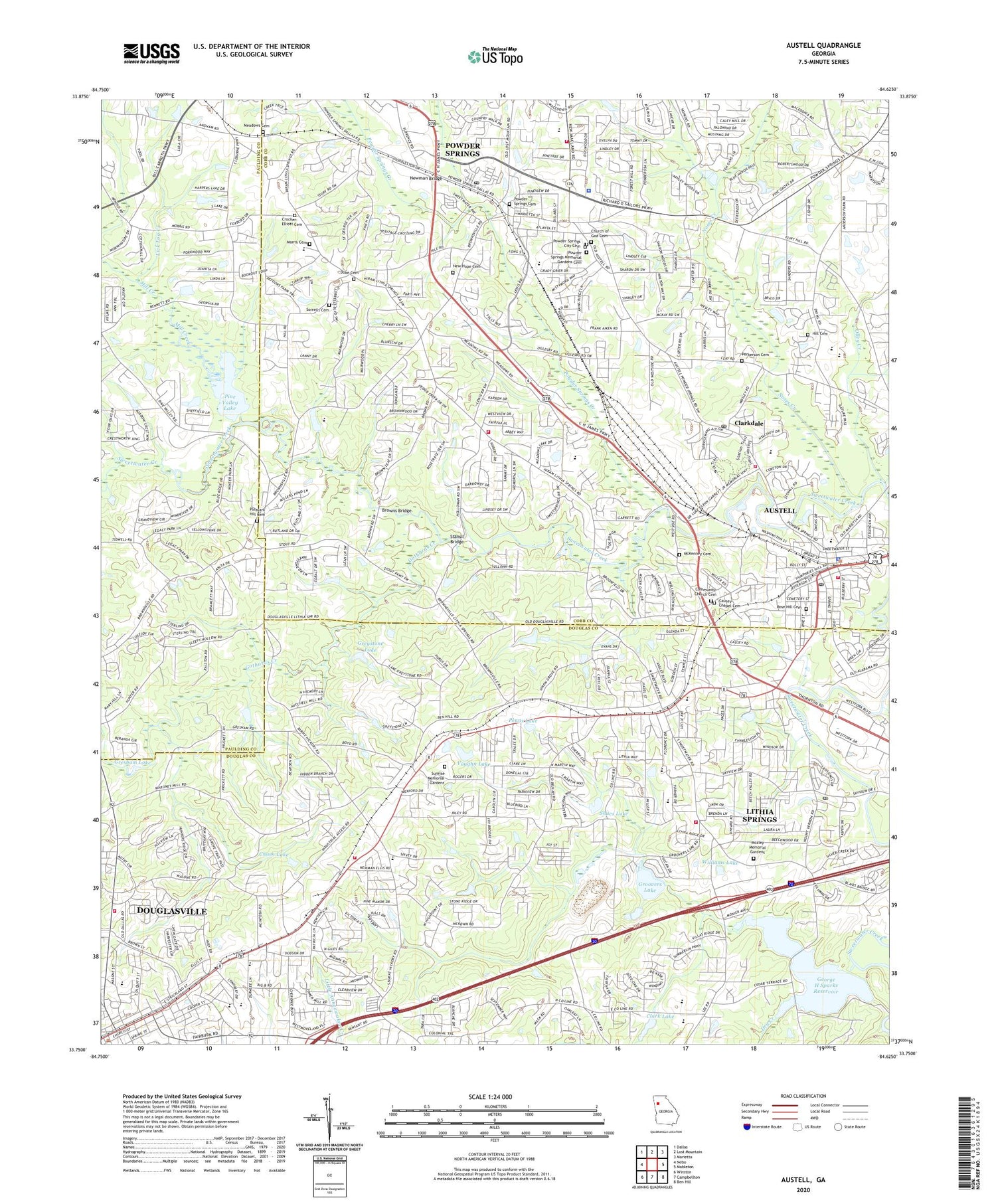 Austell Georgia US Topo Map Image